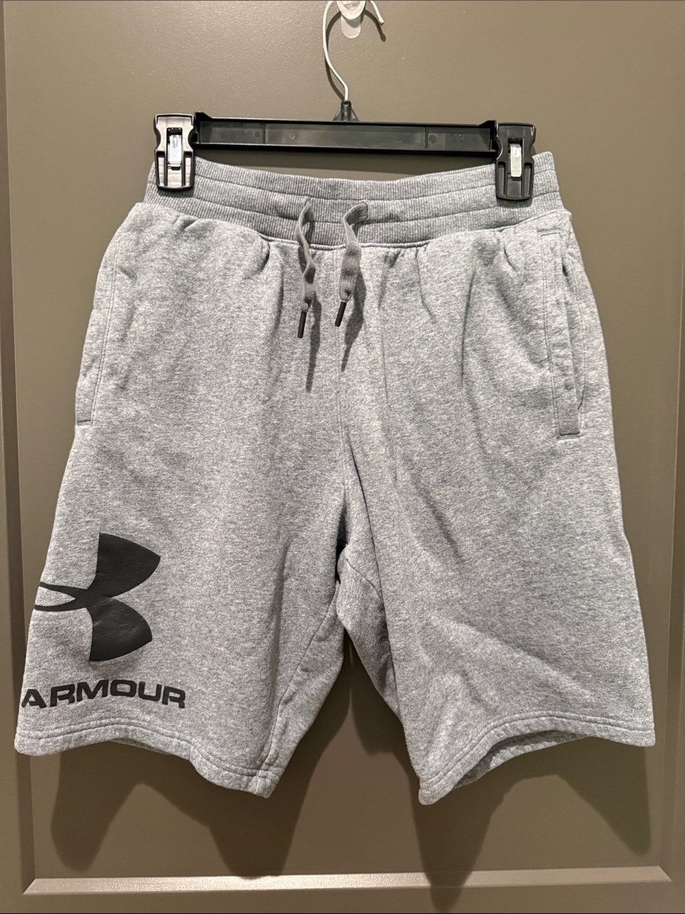 Under Armour Men's Heather Gray Athletic Logo Drawstring Shorts